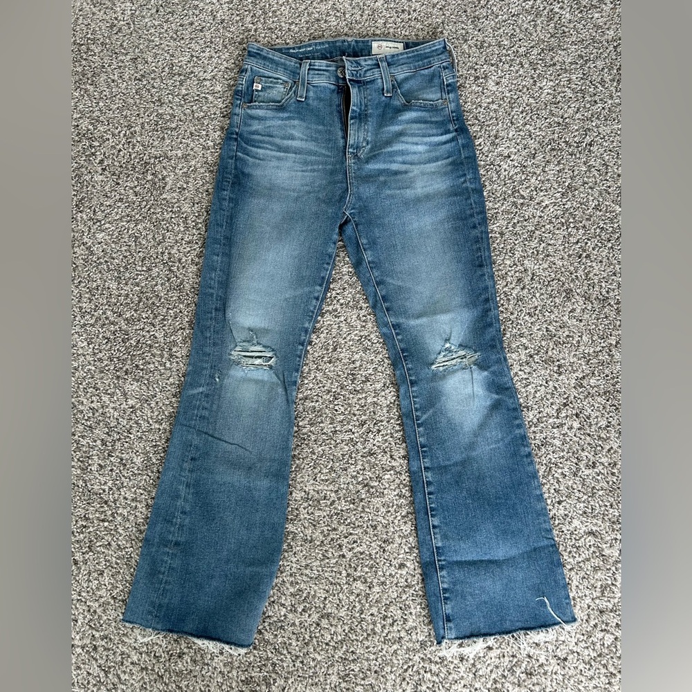 Ag Adriano Goldschmied Light Blue Distressed Jeans Size 28